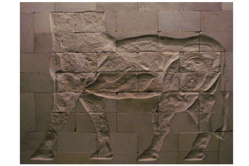 Eoin O'Dowd's counter relief sculpture depicting a headless horse-like animal.