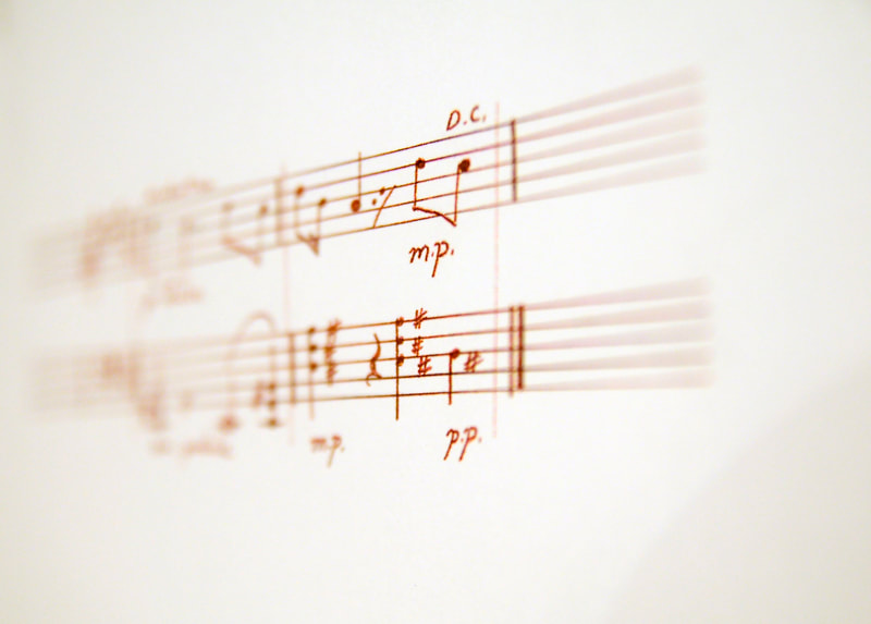 Image of Eoin O'Dowd's musical notation installation at Ormond Studios Dublin. 